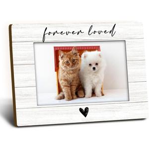 Pet Memorial Dog Cat Picture Frame 4x6, Loss of Cat Sympathy Gift Wooden Picture Frame, Memorial Gifts for Dogs Cats, Forever Loved Sympathy Decorative Photo Frames for Table Desk Decor