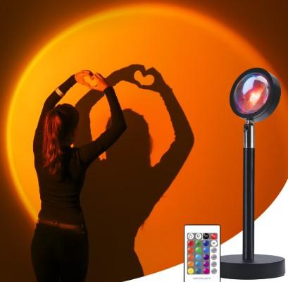 Merkury Innovations Multicolor RGB Sunset Lamp with Remote, 16 LED Colors, Power Adapter