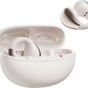 QCY Crossky C30 Open Ear Headphones Wireless Bluetooth, Clip-On Earbuds with 4 ENC Noise Cancelling Mic, Stable Fit, Dual Connection, EQ Customized, Sports Earphones for Workout/Running (White)