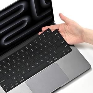 EooCoo Premium Keyboard Cover Skin Protector, Laptop Accessories Compatible with 2026 2025 2024 2023 2022 2021 M5-M1 Pro/Max MacBook Pro 14/16, M5-M2 MacBook Air 13/15, 2026 Mac Neo 13, Silicone Black