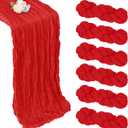 6 Pack Red Cheesecloth Table Runner 10ft Boho Gauze Fabric Cheese Cloth Table Runner 35 x 120 Inch Rustic Sheer for Holiday Baby Shower Home Dcor Party Wedding Decoration