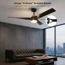 56" Ceiling Fan with Lights, DC Motor, App Control, Black Gold | Bluetooth app and remote, Dimmable LED memory, 7500 CFM high airflow, Quiet pure copper motor, Sloped ceiling compatible