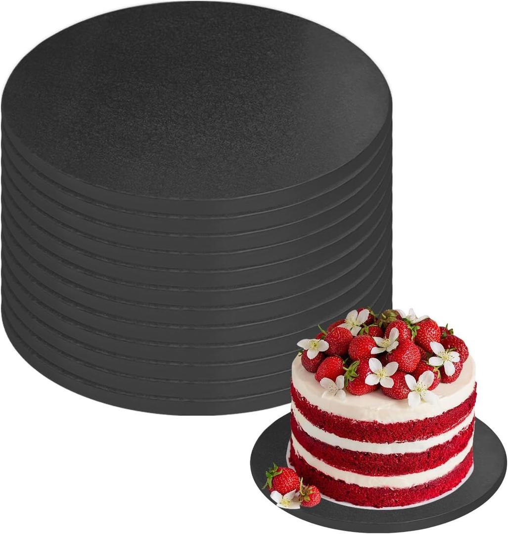 12 PCS 12 Inch Cake Drums, 1/2 Inch Thick Round Cake Boards, Black, Professional Quality Cardboards, for Weddings, Birthdays
