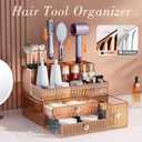 Makeup Organizer Golden- Tempered Glass Vanity Organizer for Cosmetics, Skincare, Hair Tools, Brushes, Perfume - Multipurpose Bathroom Counter Skincare Organizer