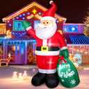 8FT Santa Claus Christmas Inflatable Outdoor Decoration Delivering Presents Welcome Home Set LED Lights Builtin Blow Up Garden Lawn Yard Holiday Party