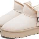 FINIWOR Snow Boots for Women Waterproof, Warm Fur Lined Mini Womens Boots Winter, Fall Ankle Boots Platform Non-slip (7, Apricot)