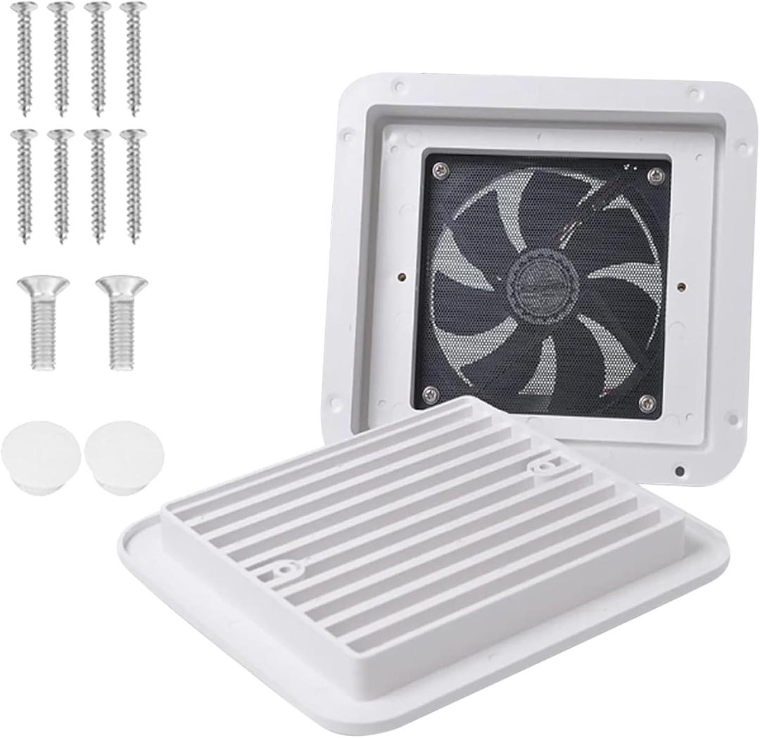 12V RV Camper Trailer Caravan Blower, Side Air Vent Ventilation Blade Fan, Cooling Ventilation for RV, White Side Exhaust Air Vent for Caravan Motorhome Dust-proof