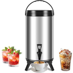 Insulated Beverage Dispenser 12L/3.2Gal, Stainless Steel Drink Dispenser, Hot Water Urn, Coffee Dispenser, Milk Bucket Pail Bucket, Hot Beverage Dispenser for Party Home (Silver)