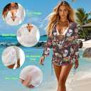 Irisjudy Cover Ups for Women Swimsuit Terror Skull Side Tie Chiffon Swimwear Coverup Gothic Bloody Rose Sexy V-Neck Beachwear (L)