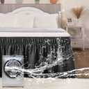 Vocander Wrap Around Black Queen Size Bed Skirt 14 Inch Drop, Elastic Dust Ruffle Easy to Put On, Solid Bedskirt Polyester Fabric Machine Washable Dryable and Ironable
