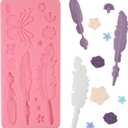 5 x 1 Pcs Feather Chocolate Silicone Mold, Lace Butterfly Cake Decoration Fondant Mold for Wedding Cupcake Toppers Kitchen Baking Candy Sugar Craft Dough Biscuit Modeling Clay Resin Crafts Plaster