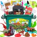 Dinosaur Slime Making Kit for Boys, Butter and Crystal Slime, Glow in The Dark and Add-ins with Storage Box, Dino Figurines with Lava, DIY Birthday Party Favors Gift Toys for Kids 6-12
