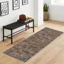 2x6 Runner Rug Washable Kitchen Runner Rug Modern Abstract Runner Mat for Hallway Contemporary Solid Rug Non-Slip Foldable Aesthetic Accent Floor Carpet for Living Room Bedroom, Brown