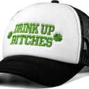 St Patricks Day hat Green Baseball Cap Shamrock Embroidered for man Women Funny (One Size, Drink_black_green)