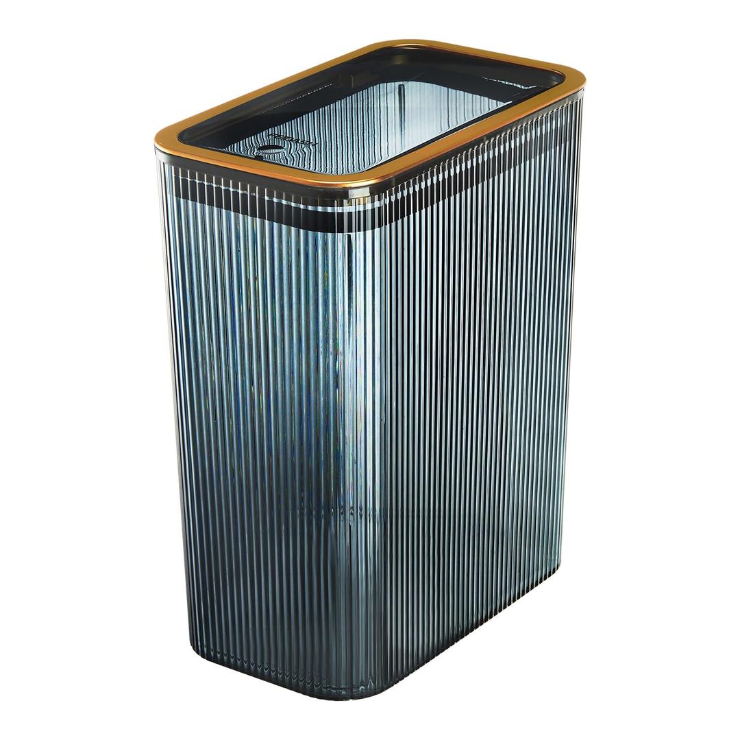 Transparent Trash Can, Bathroom Trash Cans with Lids, Plastic Slim Waste Basket with Press Top Lid,2.6 Gallon/10L Clear Garbage Can for Bathroom, Bedroom, Kitchen,Home,Office (Transparently Blue), Pack Of 2 
