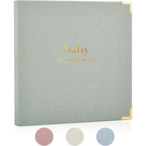 Keepsake Baby Memory Book for Boys and Girls Timeless First 5 Year Baby Book Neutral Journal Scrapbook or Photo Album - Record a Milestone for Every Event from Birth to Age 5, Sage Green
