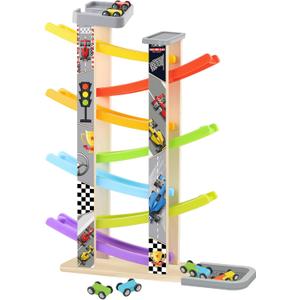 Wooden Race Track Car Ramp Toy, Montessori Car Ramp Set with 7 Mini Cars, 7 Ramps, Parking Lots  Educational Gift for Boys & Girls 3+Years Toys