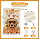 2 x Hello Fall Wood Watercolor Dog Sunflowers Pumpkins Maple Leaves Autumn Garden Flag Yard Flag 12x18 Inch Double Sided Small Mini Yard Outdoor Outside Farmhouse Holiday Decoration