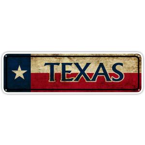 NOO Texas State Flag USA Wall Art Gift Vintage Retro Look Street Metal Sign Street Sign 4x16 inches