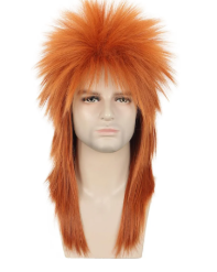 karlery Men Women Long Straight Orange Ginger Mullet Wig 70s 80s Heavy Metal Rocker Punk Wig for Cosplay Event Costume Halloween Party