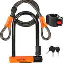 Heavy Duty Bike U Lock German Brand Anti-Theft 4ft/1.2m Cable, Bicycle Sturdy Mounting Bracket with Protective Silicone and Waterproof Sliding Cover for Mountain Bikes, Ebikes, Scooters (Long Lock)