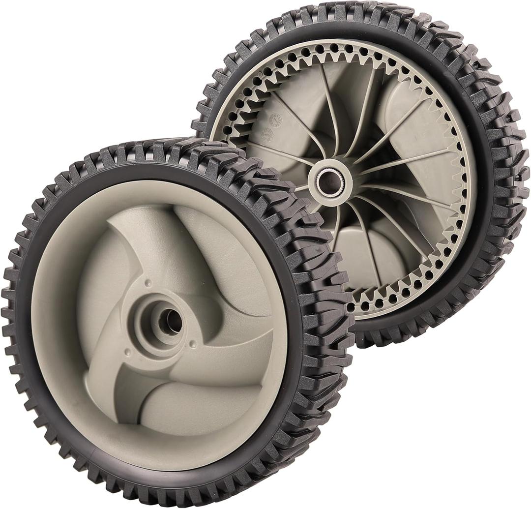 2 Pack Lawn Mower Wheels Plastic PVC Replacement Rolls 8 Inches Front Drive Parts | 8" X1-3/4 Size | 53 Dents Bearing Hole Diameter 0.5 Inch | Compatible with Craftsman Husqvarna Garden Mowers