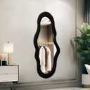 Unique 47X23 Inch Full Length Wall Mounted Mirror Tall Mirror Full Body Floor Length Mirror Dressing Body Mirror Frameless Mirror for Bedroom Bathroom Living Room, Irregular Shape Mirror, White