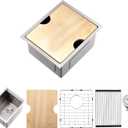 13 Inch Bar Sink Undermount Workstation,13x18 Undermount Bar Sink Small Bar Sinks 18 Gauge Stainless Steel Single Bowl Kitchen Sinks with Cutting Board