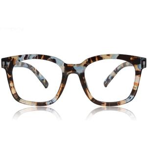 JiSoo Square Oversized Reading Glasses Women 2.25, Chunky Stylish Designer Readers 2.25 Women with Spring Hinge, Blue Quartz 2.25