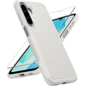 FNTCASE for Galaxy A17/A16 5G Phone Case - Samsung A17 Military Grade Drop Protection, 14ft Drop Tested, Screen Protector Included, Anti-Slip Textured, TPU+PC Dual Layer Shockproof Cover (Off-White)
