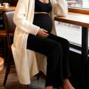 Sunzel Maternity Wide Leg Pants Over Belly Flowy Pregnancy Lounge Pants with Optional Pockets, Stretchy & Supportive (Black, XS)