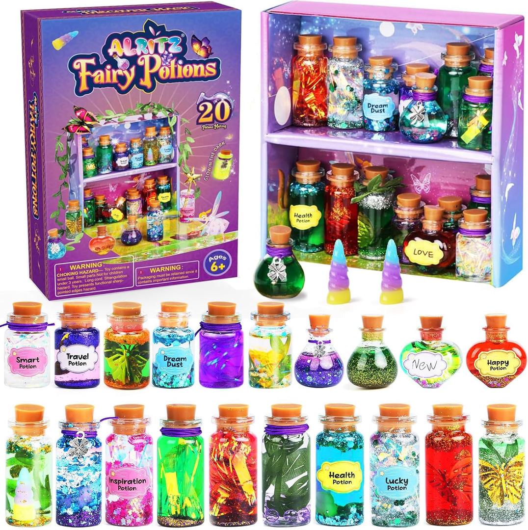 Alritz Fairy Mixies Potion Kits for Kids, 20 Bottles Magic DIY Mixies Potions, Decorations Families Party Ornaments Creative Crafts Toys Gifts for Girls and Boys Ages 6 7 8 9 10 11+