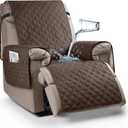 Ruaozz 100% Waterproof Recliner Chair Cover Non-Slip Reclining Cover for Recliner Chair Washable Chair Seat Cover with Elastic Straps for Kids, Dogs, Pets (Brown, 23'')