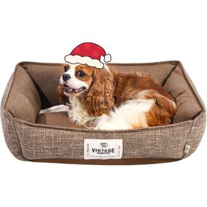FluffyDream Small Dog Bed, Super Soft Pet Bed Furniture, Suitable for Dogs Up to 30lbs, 24'' x 20'', Tan