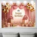 7X5Ft Birthday Backdrop Birthday Banner for Women Happy Birthday Backdrop and Birthday Banner for Women, Perfect for Photo Booth, Party Wall Decoration, and Birthday Photography