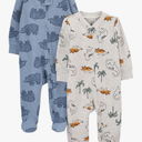 Simple Joys by Carter's Baby Boys' 2-Pack 2-Way Zip Cotton Footed Sleep and Play, Size 6-9 Months