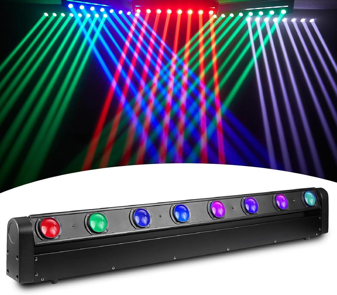 8 Eye LED Moving Head Light, 8x12W Stage Light Bar Strobe Beam Spider RGBW 4IN1 DMX 512 & Sound Activated 180° Tilt DJ Lighting for Party DJ Club KTV Disco Event Show