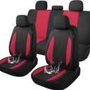 YGL Car Seat Covers for Full Seats,Waterproof Seat Covers for Cars,Durable Neoprene Car Seat Protectors,Interior Covers for Cars,Sedan Van Truck SUV(Black/Red) (Full Set)
