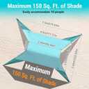 Large Portable Beach Shade- 15X10ft, Easy Setup, UPF50+ Protection, Ultra-Stable, Gull-Wing Beach Tent