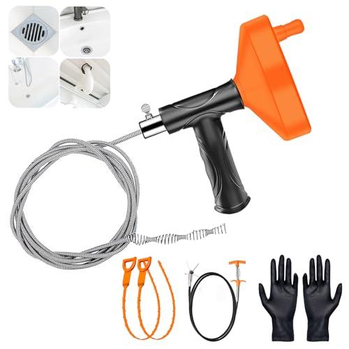 33 Feet Drain Snake Auger, Plumbing Snake Drain Hair Clog Removal Tool, Sink Unclogger Drain, Heavy Duty Toilet Snake Auger, Cleaner Tool for Bathroom Kitchen Tub Shower Drain Clog Remover with Gloves