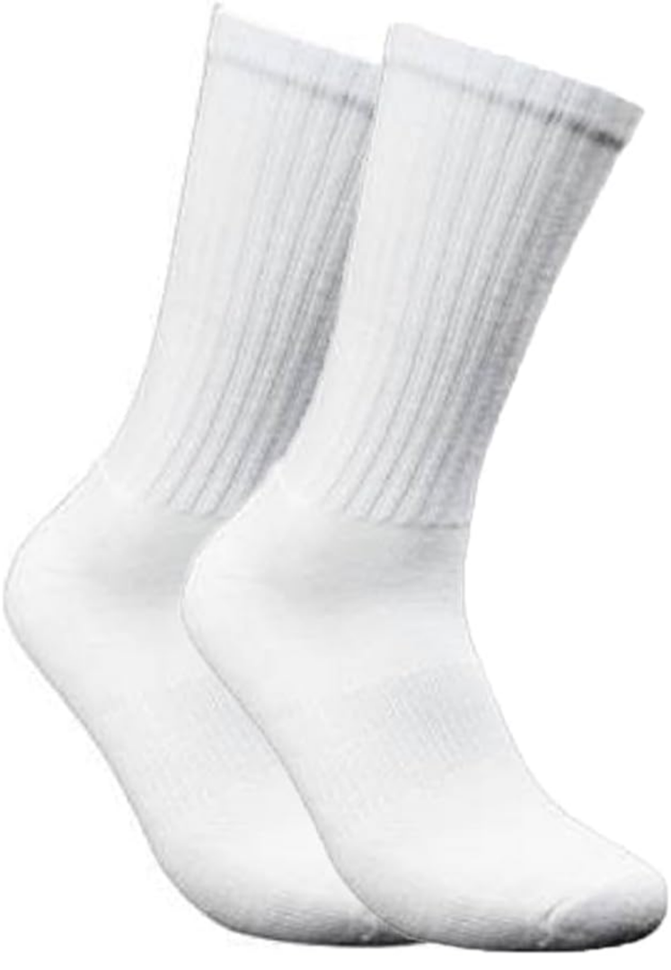 Running Unisex Cushioned Sole Arch Support Athletic Crew Socks, White,2 Pair, Size Medium (7-10)