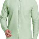 Mens Oxford Shirt Long Sleeve Button Down Shirt Regular Fit Casual Button Down Shirt with Pocket (Green, XXXL)