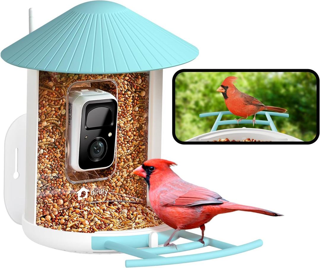 NETVUE by Birdfy Smart Bird Feeder with Camera, Bird Watching Camera, Auto Capture Video & Motion Detection, 1080P Live Steam, Cardinal Feeder Outdoor Wireless, Ideal Present for Backyard Birder, Blue