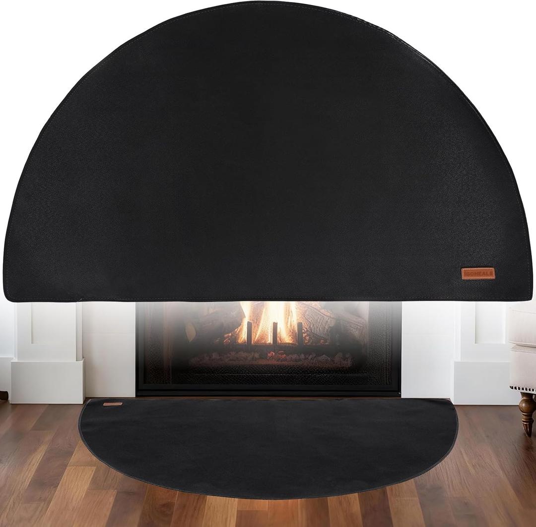 Fireplace Rugs - 26 X 46Inch Round Fire Resistant Fire-Proof Hearth Blanket Mat Carpet Protector for Fireplace for in Front of Wood Stove, Decks, Indoor, Outdoor, Fire Pit, Grill & Floor