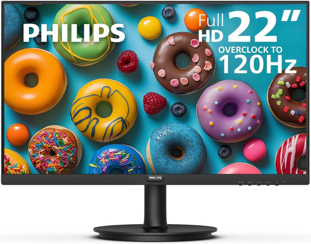 Philips 221V8LB3 22'' Class Thin Full HD Monitor (1920 x 1080), 120Hz with 1ms MPRT for Casual Gaming, Adaptive Sync, LowBlue Mode, VESA Mount, HDMI & VGA