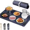 GRAPHENE Food Warming Mat, [122℉ to 212℉ Full Surface Rapid Heating] Electric Warming Tray, 6 Level Temp Setting W/Timer, Portable Silicone Food Warmers for Parties Buffet 23.6" x 14.6", Navy