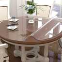 NECAUX 36 Inch Round Clear Table Cover Protector, 2mm Thick Upgraded Version, Unshrinkable Waterproof Scratch Resistant Plastic Tablecloth Protector Circle Table Pad for Coffee Table Dining Room Table