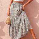 KIRUNDO Women 2026 Spring Summer High Waist Boho Floral Maxi Skirt Trendy Casual Flowy Swing Pleated A Line Beach Long Skirts (Medium)