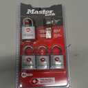 Master Lock 4pk 22mm Key Lock: Silver Pin-Tumbler Padlocks for Luggage, Automatic Locking, Steel