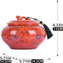 Decorative Ceramic Enamel Ginger Jar for Home Decor - Blue and White Porcelain Storage Jar, Chinoiserie Flower Vase, Multi-Purpose Decorative Container (Orange)